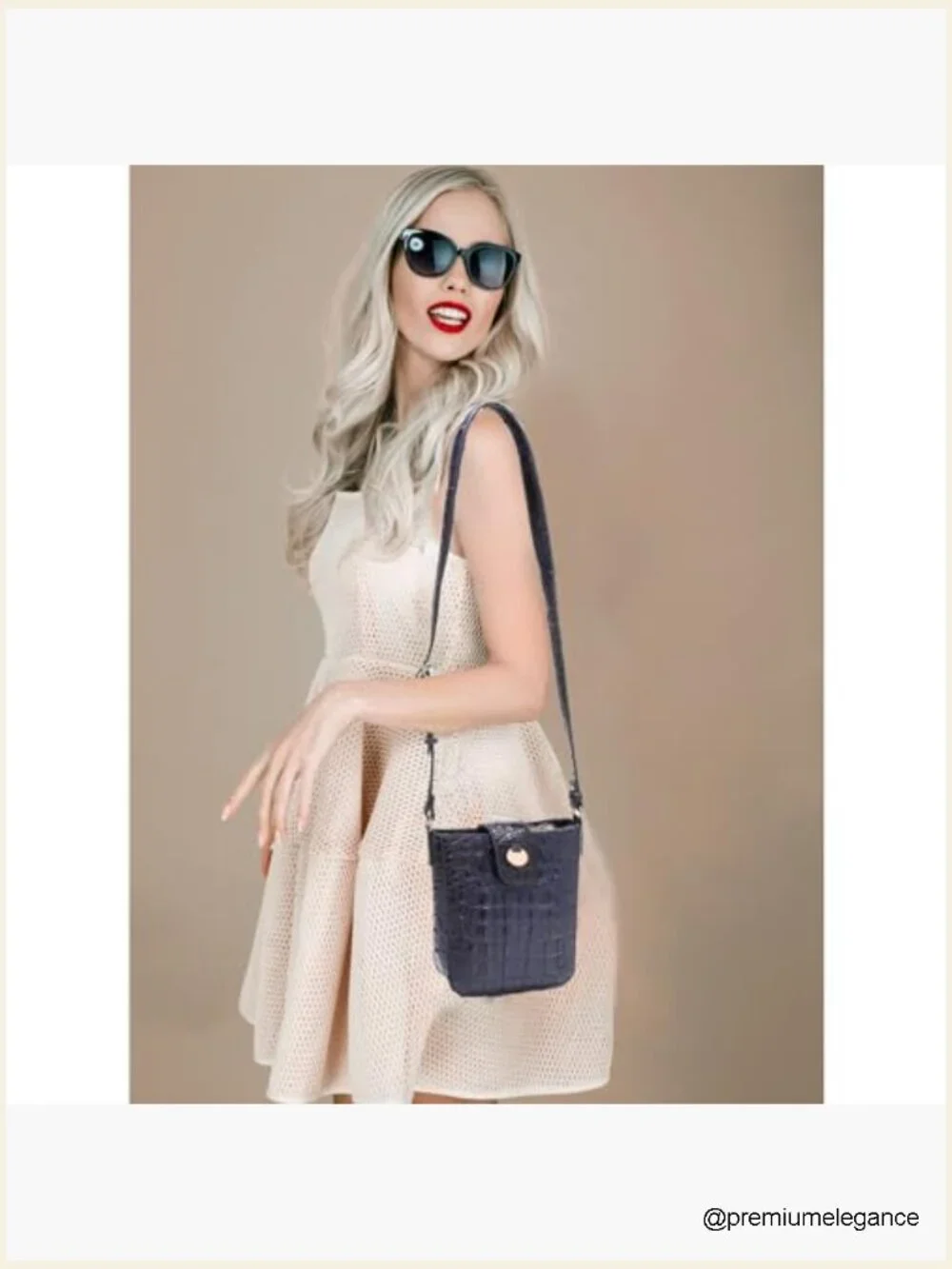 Vegan Leather Crocodile Embossed Crossbody Bag Magnetic Buckle Shoulder Wallet